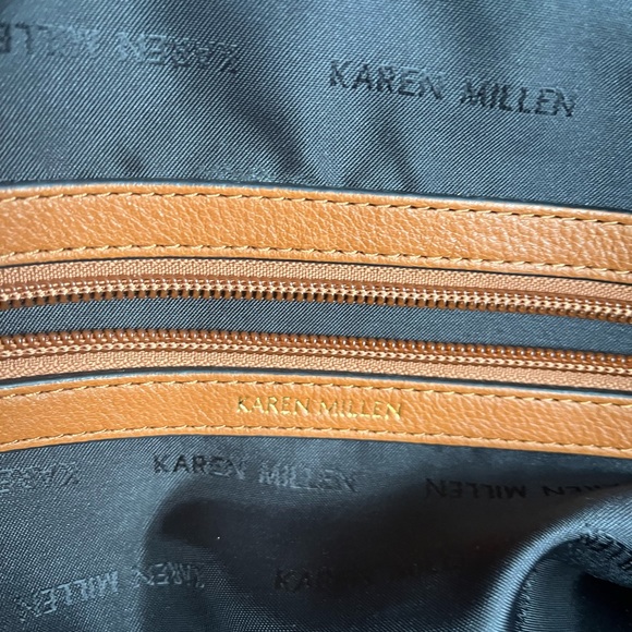 KAREN MILLER gorgeous tan handbag in genuine leather - Picture 7 of 10